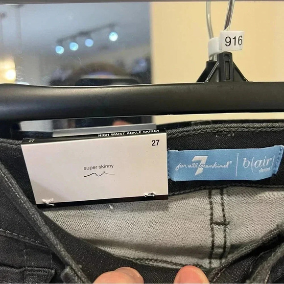 916 NWT 7 For All Mankind High Waist Ankle Skinny Jeans in Evening Grey - Picture 7 of 13